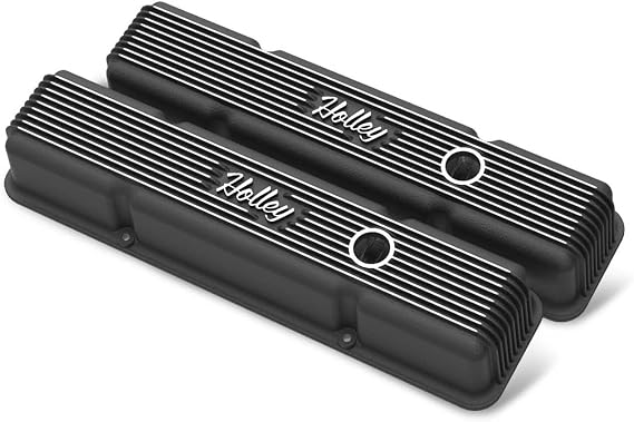 Holley Sbc Holley Valve Covers,Finned,W/Emis,Bl