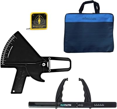 AnthroFlex Level 1 Anthropometry Kit with Original Slim Guide Skinfold Caliper, Small Bone Caliper, Anthropometric Tape Measure Black