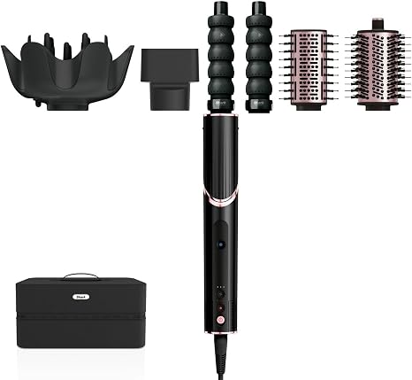 Shark FlexStyle 5-in-1 Air Styler & Hair Dryer Auto Wrap Curl Attachment Paddle Brush Oval Brush Concentrator Diffuser Storage Case No Heat Damage Black/Rose Gold HD446EU