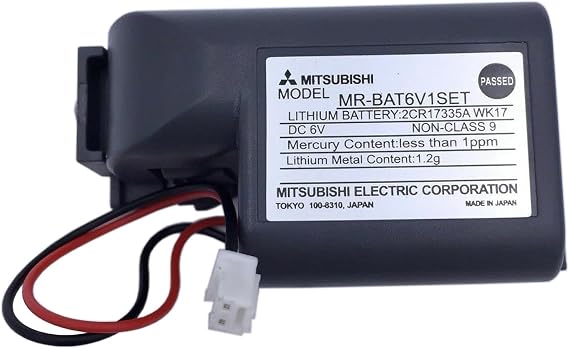 MR-BAT6V1SET 6V 1800mAh 2CR17335A WK17 for MR-J4 PLC Non-Rechargeable Lithium Battery Replace for M80 Driver J4 servo System with Plug 6 Volt, 1.8 Ah, Non-rechargrable