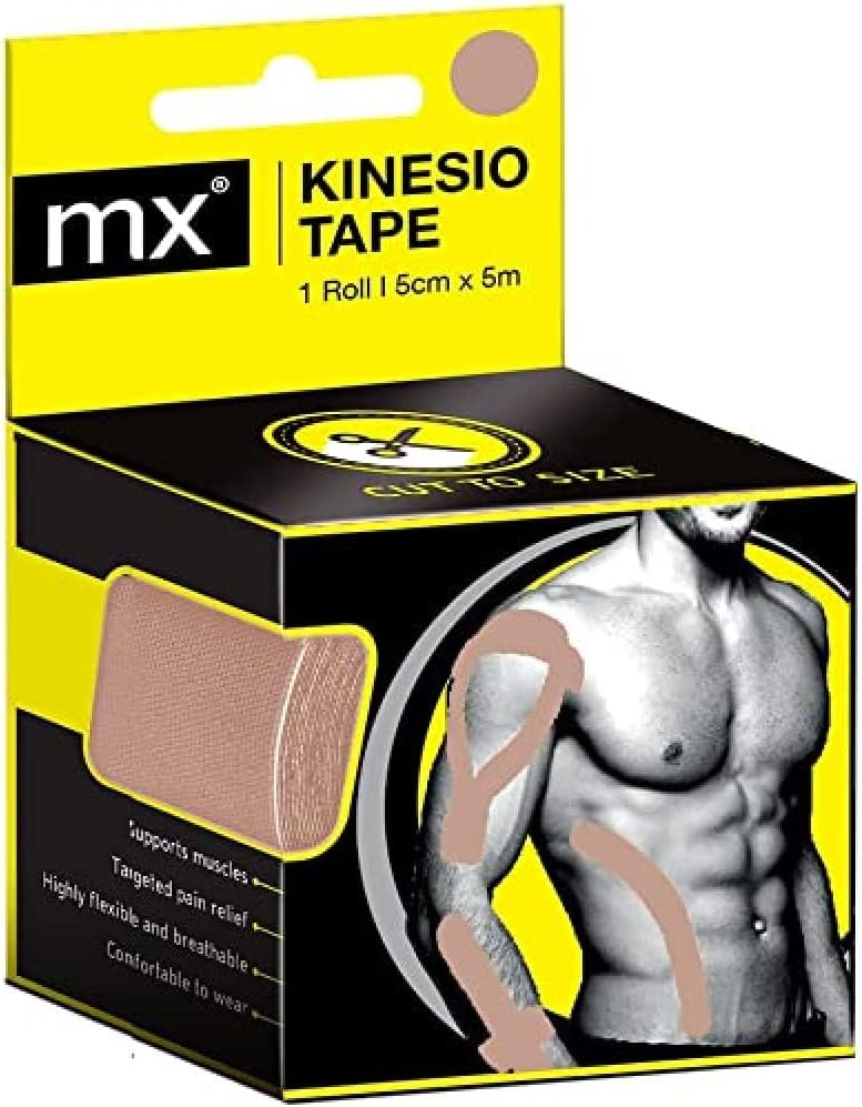MX Health Kinesiology Tape Roll, 5 Metre Length x 5 cm Width, Beige