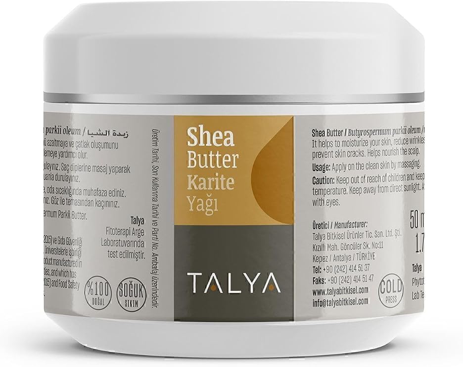 Talya Shea Butter (Karite Yağı), Soğuk Sıkım,%100 Saf Ve Doğal, 50 ml