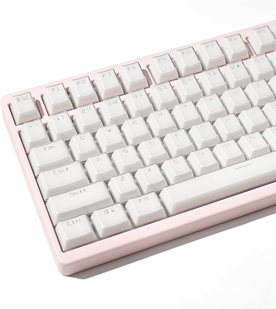 White Crystal Jelly Keycaps, Custom Shine Through Keycap, 134 Keys OEM Profile Keyboard Keycaps Set, Minimalist Translucent Key Caps for 61/68/84/87/98/100 Cherry MX Keyboard Mechanical