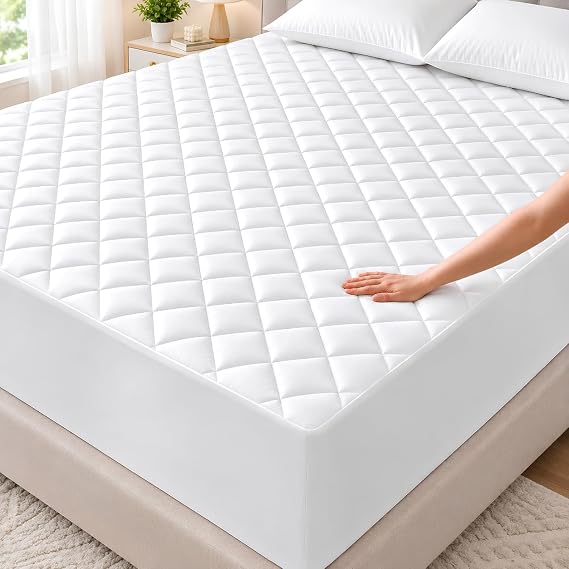ELITLUX Quilted Single Mattress Protector (90x190 cm) – Soft, Breathable & Machine Washable Mattress Topper With Extra Deep 30cm Fitted Skirt (Single)