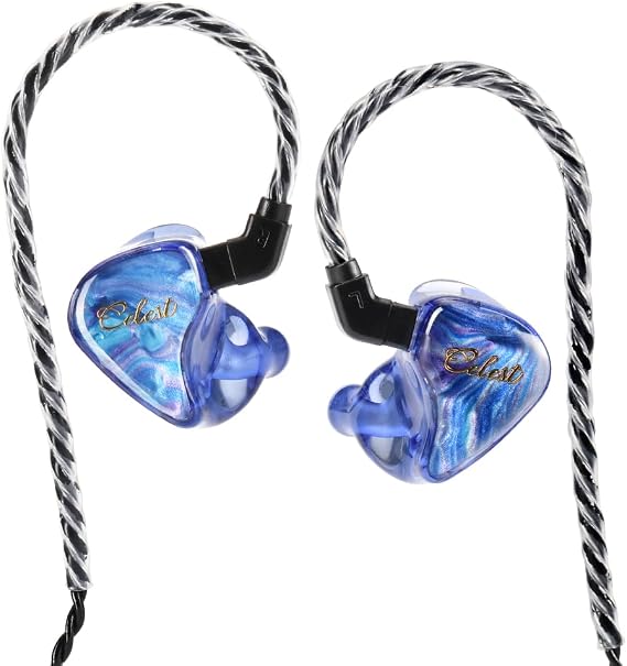 Kinera Celest Wyvern Qing 10mm Dynamic Driver in-Ear Monitor Earphones, 1DD Wired Earbuds, HiFi IEM Headphones, Featuring 3D-Printed Semi-Custom Design Shell (with Mic, Blue)