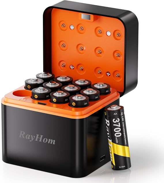 12 Pack Rechargeable AA Lithium Batteries with Charger for Blink Camera