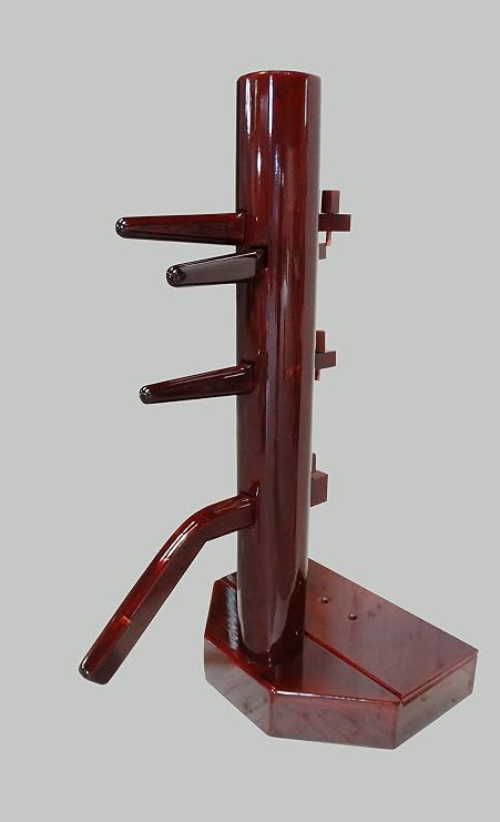 Wing Chun Wooden Dummy with Base Cherry-Colored with Form and Cover