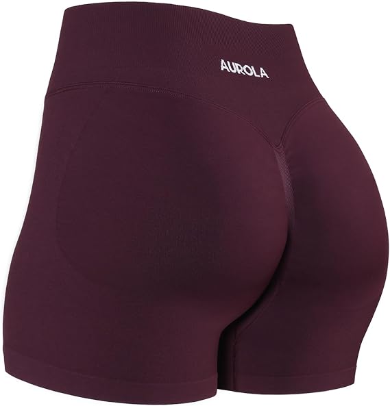 AUROLA Influence Workout Shorts for Women,2.5 3.5 4.5 5.5 6.5 No Roll Up Squat Proof Scrunch Seamless Compression Gym Short