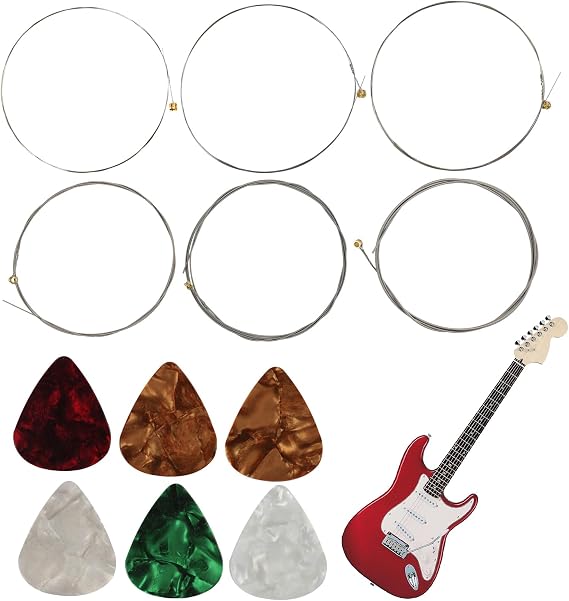 6pcs 9-42 Guitar Strings Electric, High-Carbon Steel, Long-Lasting Durability With Bright Balanced Tone, Guitar Strings For Rock, Blues, Reinforced For Breakage Prevention, Suitable For Metal Music