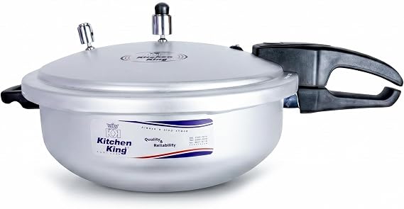 Kitchen King | Feast Wok Pressure Cooker (Karahi Style) | Heavy Gauge Aluminum | Fast & Healthy Cooking | CGRS Safety System | Heat Resistant Handles | Gas & Electric Compatible (11 Liters / 11.6 Qts)
