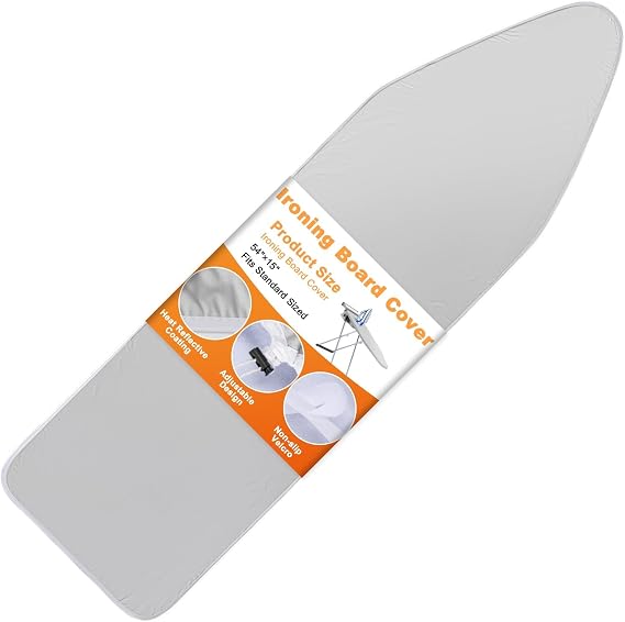 Sukh Ironing Board Cover - Ironing Board Cover and Pad Iron Board Cover Standard Size 15"x 54" Ironing Board Covers Iron Covers for Ironing, Thickness: 3 mm/0.11 inches, Silver Coating Surface