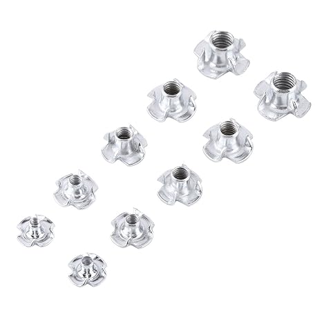 Stud Receptacles Football Prged 1583 90pcs Carbon Steel M3 M4 M5 M6 M8 Four Pronged Nuts Blind Inserts Nut for Wood Furniture
