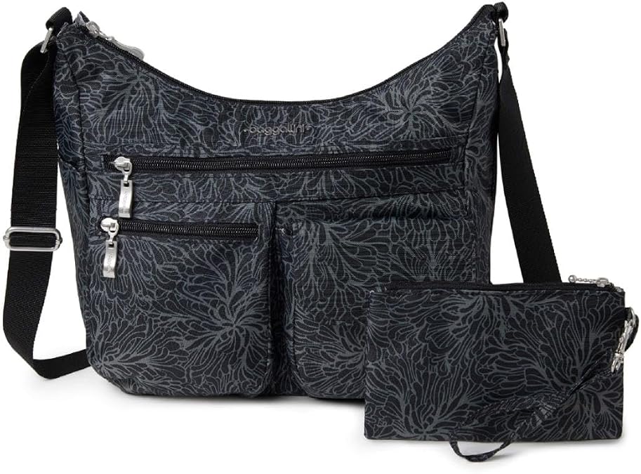 Baggallini womens Everywhere Bagg Crossbody Women 11x9 Lightweight Nylon Hobo Water-resistant Travel Bag W/Rfid