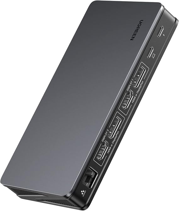 UGREEN USB C Docking Station, DisplayLink 9-in-1,Revodok Pro 209,Dual 4K@60hz Monitor Dock for MacBook & Windows with 2 DP & 2 HDMI, 10 Gbps USB C & USB-A Data Ports, 100W PD, Gigabit Ethernet