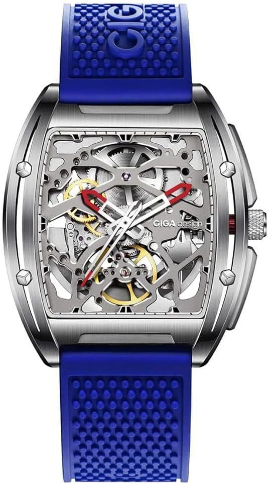 CIGA Design Z-Series Automatic Mechanical Skeleton Watch, Stainless Steel Men’s Wrist Watch - Blue