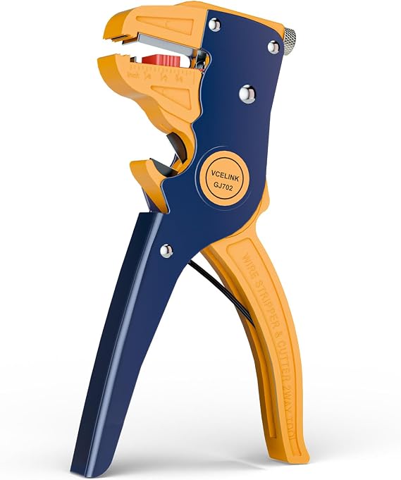 VCELINK Wire Stripper and Cutter, Quick Strip Automatic Wire Stripper | 2-in-1 Strip and Cut, 14-24 AWG, Eagle Nose for Tight spaces, Carbon Steel, Ergonomic Grip.
