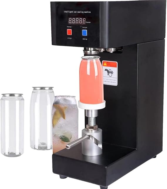 Capping machine, Can sealer machine, Full auotomatic can seamer, Counting liquid can sealing machine, for home, bar, cafe, restaurant, beverage shop, fast food restaurant, etc.,Black