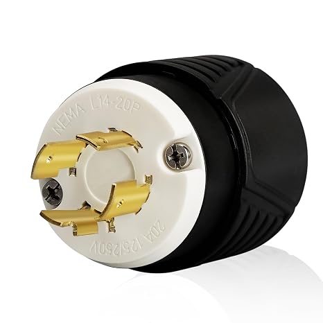 NEMA L14-20P Locking Plug | Generator Twist Lock Male Plug, 20 Amp, 125/250 Volt, Industrial Grade, UL Listed