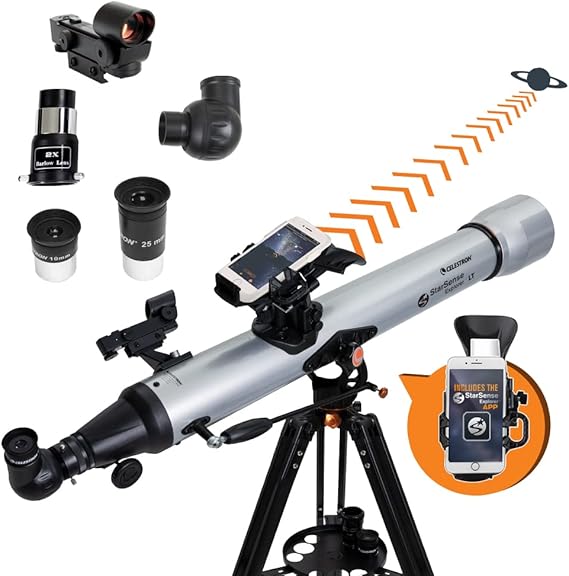 Celestron StarSense Explorer LT 80AZ App-Enabled Telescope 80mm Refractor with Smartphone Dock & StarSense App iPhone & Android Compatible Easy-to-Use for Beginners
