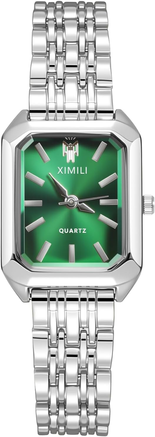 OFFCUP Damenuhr Rechteckige Damen Analog Quarz Uhr mit Edelstahl Armband Uhren Damen Klein Einfache Vintage Klassische Armbanduhr Lässig Quarzuhr Kleideruhr 3 Zeiger