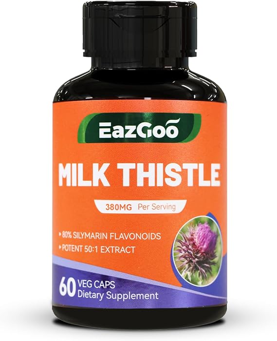 Milk Thistle Supplement,60 Capsules, Liver Support Supplement, Vegan, Non-GMO