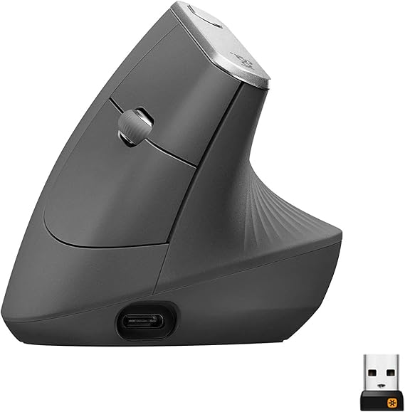 Logitech MX Vertical Wireless Mouse Ergonomic Design - Graphite