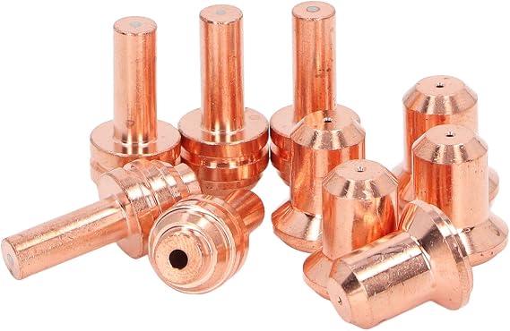 10Pcs Nozzle Electrode Kit Brass Plasma Cutter Consumables 176655 Electrode 176656 Nozzle for 12CI, WSP-20027, WSP-20028, Suitable Replacement for Long Term Use