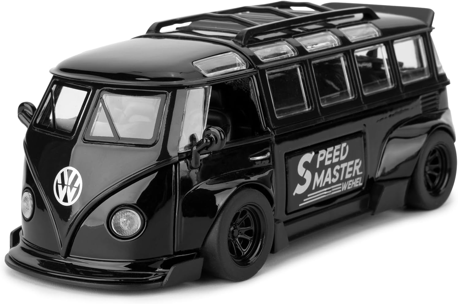 BDTCTK 132 Volkswagen Bus Transporter Model Car with Surfboards Convertible Camping Van, Zinc Alloy Pull Back Toy car with Sound and Light for Kids Boy Girl GiftBlack