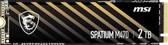MSI SPATIUM M470 PCIe 4.0 NVMe M.2 2TB SSD (Gen4x4, 1.4, Dimensions 80.0 x 22.0 x 2.15, Size 2000 GB, Read 5000 MB/s, Write 4000 MB/s)