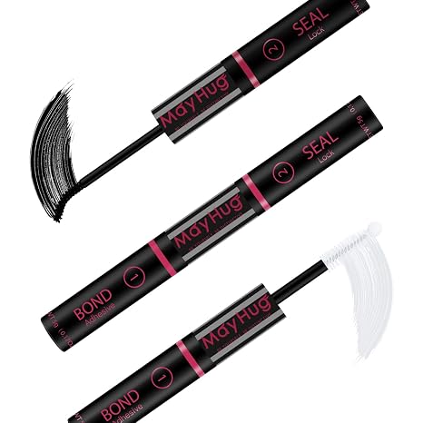 Mayhug Lash Bond and Seal Lash Glue Bond and Seal Long Lasting Strong Hold Waterproof 2 in 1 Cluster Eyelash Glue for DIY Lash Extensions