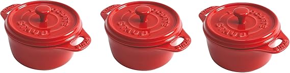 Staub Ceramic 3-pc Mini Round Cocotte Set - Cherry