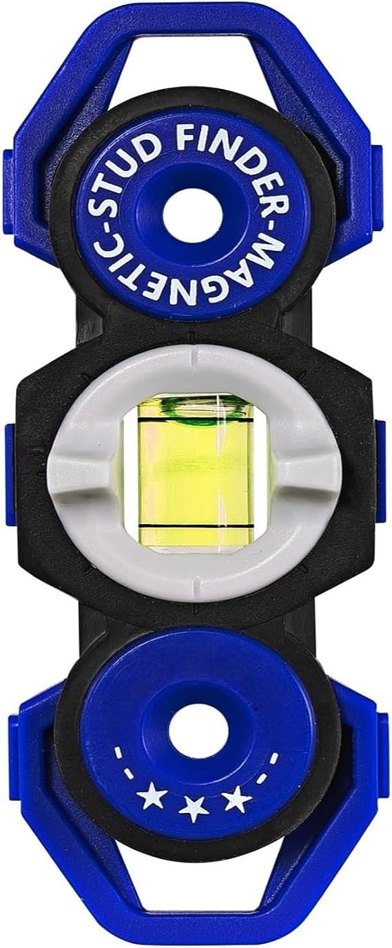 Vaughan Magnetic Stud Finder Leveler, Locate Screws, Nails, Metal Studs with Magnet, Level Tool, Drywall, Plaster, Blue - 050044