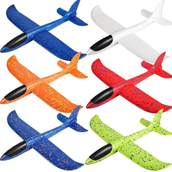 6 Pack Airplane Toys,17.5" Large Throwing Foam Plane for Kids