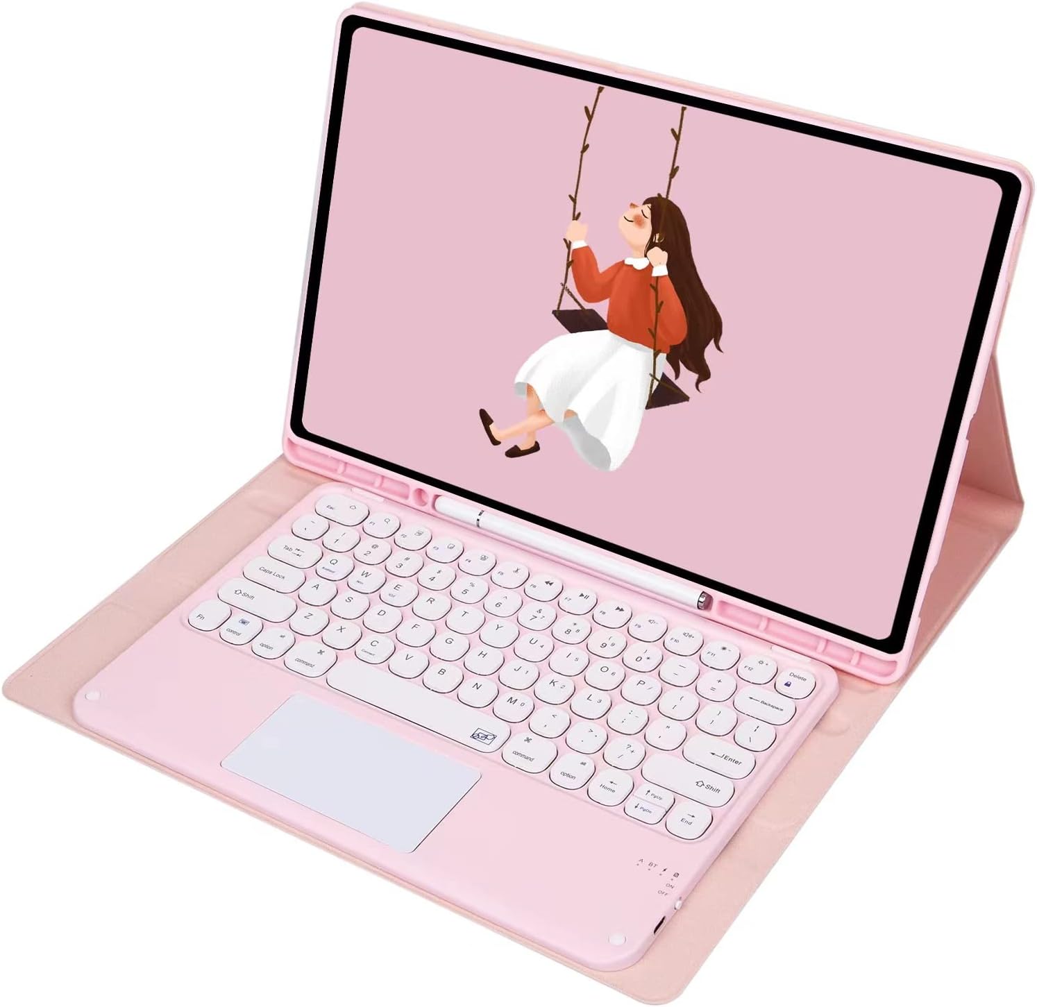 Keyboard Case for Samsung Galaxy Tab S8 Ultra S9 Ultra S10 Ultra 14.6, Detachable Wireless Keyboard with Smart Touchpad, Slim Case with S Pen Holder, Auto SleepWake,Pink