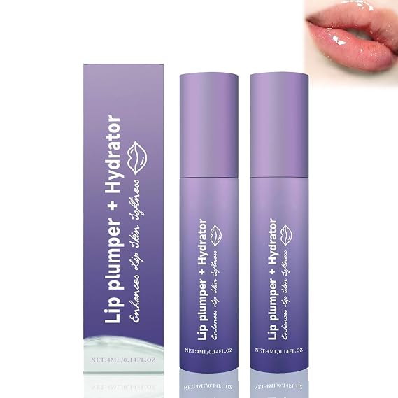 Lip Plumper + Hydrator Lip Balm, Plumping Lip Cream and Gloss, Enhancing Tinted Lip Plumper, Moisturizing Lip Gloss for Lip Care Makeup (2pc, 0.14oz)