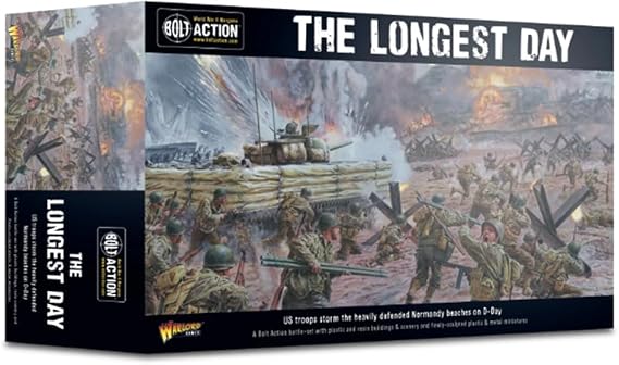 Warlord Bolt Action The Longest Day D-Day Battle Set 1:56 Tabletop Miniatures - Plastic Paintable Miniature WWII Soldiers Set, Unpainted Table Top 28mm Military Minifigures for Adults - Figurines Pack