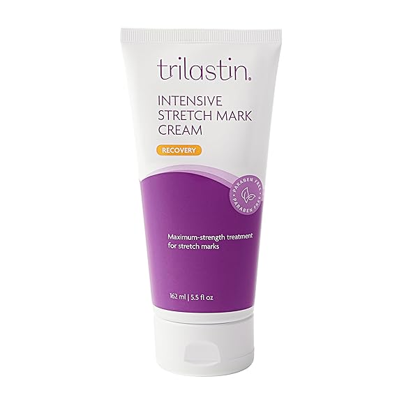 TriLASTIN Stretch Mark Cream Collagen & Elastin Support Body Cream with Niacinamide, Vitamin C & Vitamin E Hydrating Stretch Mark Lotion for Belly, Hips & Thighs Unscented - 5.5 oz
