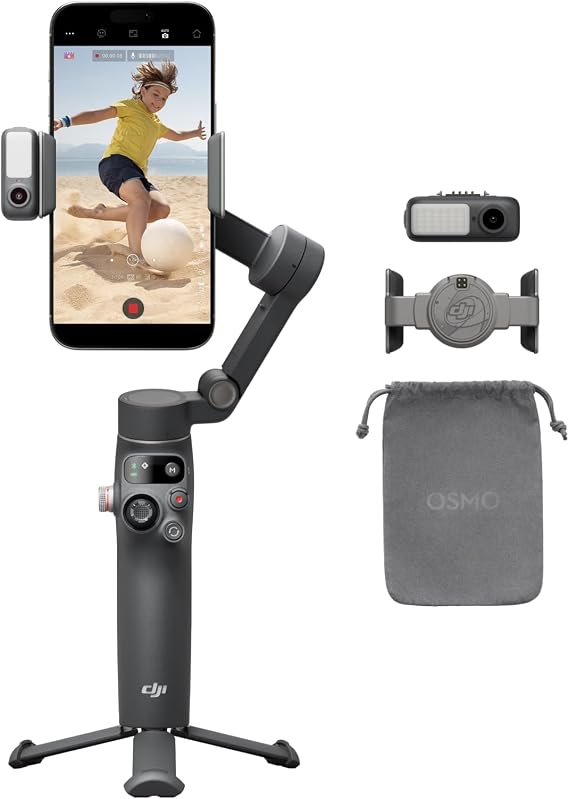 DJI Osmo Mobile 7P Gimbal Stabilizer (iPhone/Android) Native Tracking Lighting 3-axis smartphone gimbal quick start one-click editing integrated extension rod and tripod