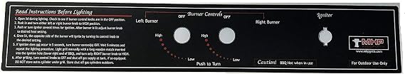 Modernhome MHP Gas Grill WNK TJK Control Panel Black Label 20 3/4" x 3 1/8" GGCPLBLE
