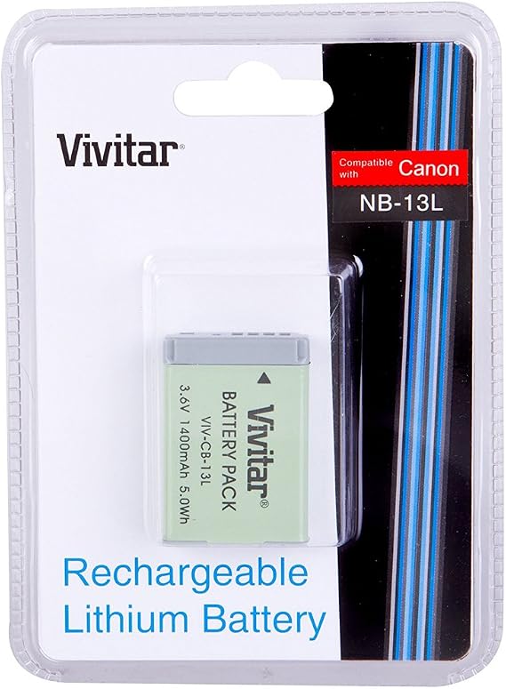 Vivitar VIV-CB-13L Li-On Battery for Canon NB-13L 1400Mah (White)