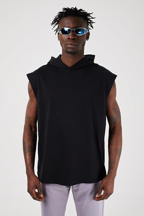 Scorp Bounce Erkek Kapüşonlu Kolsuz Sweatshirt Siyah