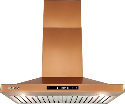 AKDY Wall Mount Range Hood -30 in. Stainless Steel Hood for Kitchen – 3 Speed Professional Quiet Motor - Premium Touch Control Panel - Minimalist Design Copper Stainless Steel