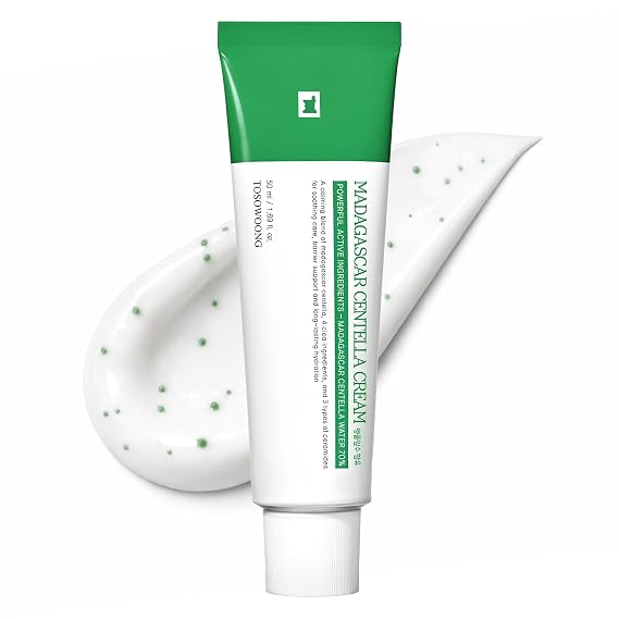 TOSOWOONG Madagascar Centella 70% Cream for Soothing & Hydration, Barrier | 70% (706,580ppm) Centella Asiatica, Cica Complex, Irritation Relief, Sensitive Skin, Korean Skincare, 50ml/1.69 fl oz