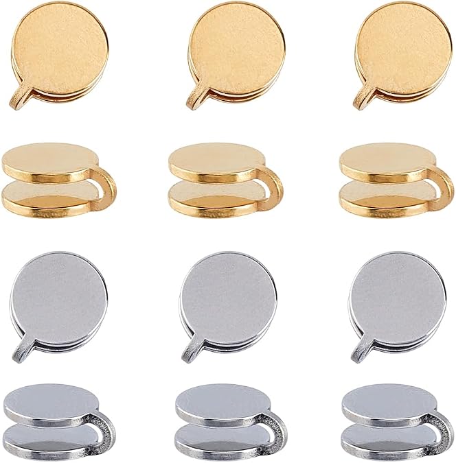 12Pcs Pressure Earrings for Keloids Stainless Steel Clip Non-Pierced Compression Earrings 2 Colors Clip on Compression Jewelry 10MM Ear Cuff for Women Men Ladie