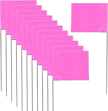 Marking 30 Pack Yard Flags - 12 x 2.5 x 3.5 Inch Landscape Flags for Lawn, Survey, Sprinkler, Irrigation (Pink)