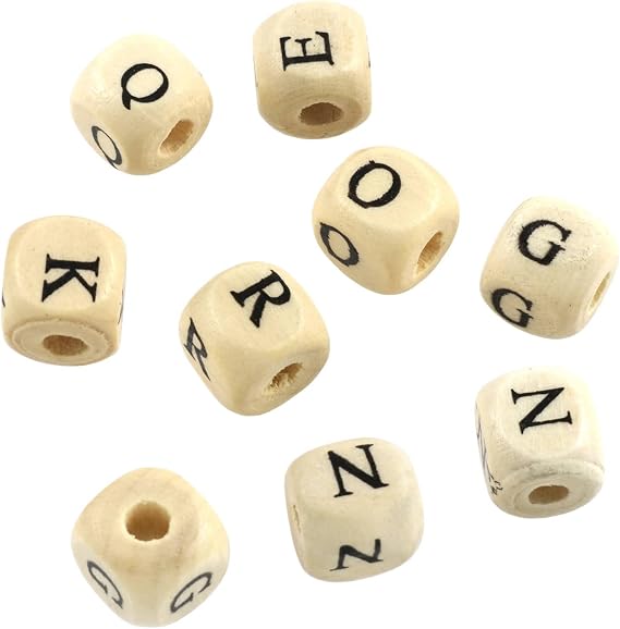 Bead Landing Alphabet Wooden Cube Beads, 9mm by Bead Leading