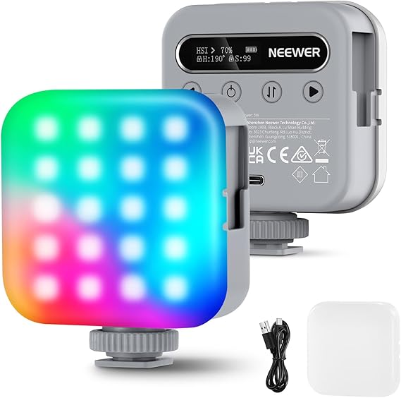 NEEWER Basics Magnetic RGB Video Light, 360 Full RGB Camera Light, BL60C