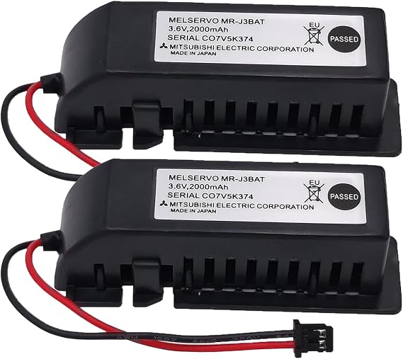 (2-Pack) BACADU MR-J3BAT 3.6V 2000mAh PLC Battery for ER6VC119A/B MELSERVO MR70, Non-Rechargeable Disposable Lithium Battery