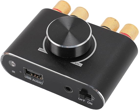 Mini Bluetooth 5.1 Power Amplifier, 2 Channel 20Wx2 Stereo HiFi Digital Audio Receiver, Portable Sound Speaker Amp with AUX USB Bluetooth Input