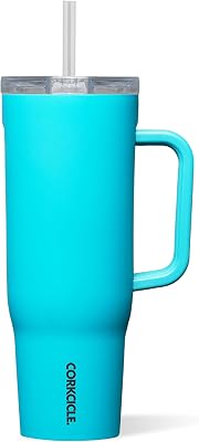 Corkcicle Cruiser Insulated Tumbler - Keeps Drinks Cold 20 Hours - Triple-Insulated Stainless Steel - Spill-Proof Lid - Summer Drinkware Gift - Keeps Drinks Ice Cold - 40 oz - Capri Blue